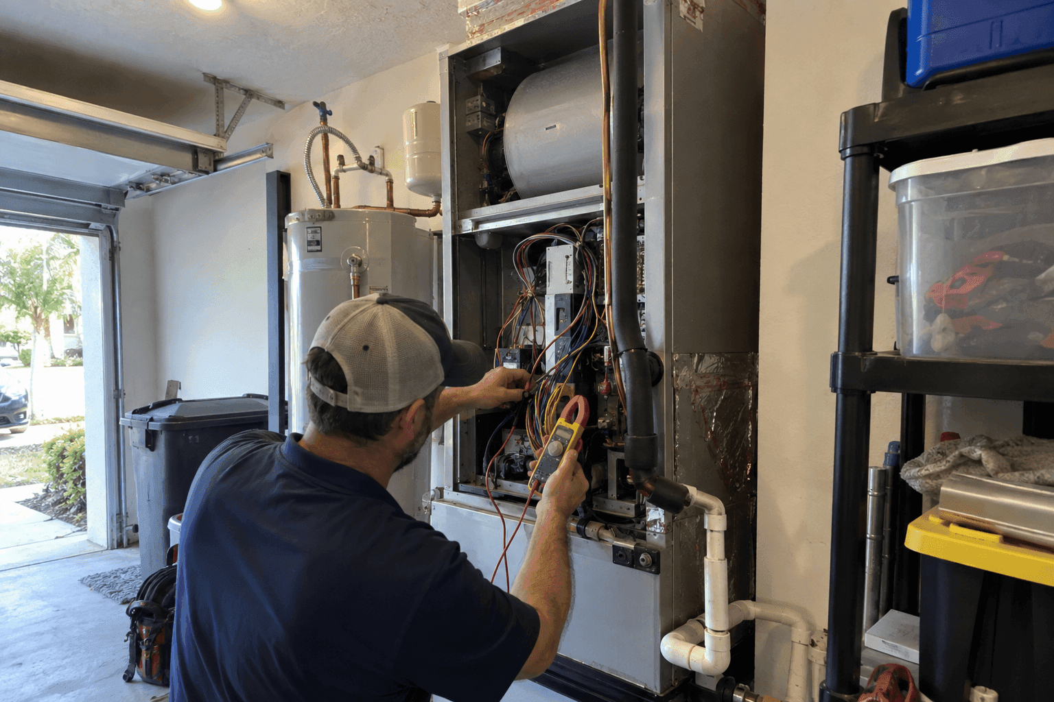 Air handler checked during a preventive maintenance visit